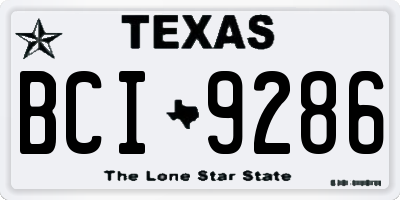 TX license plate BCI9286