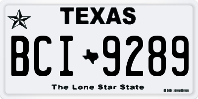 TX license plate BCI9289