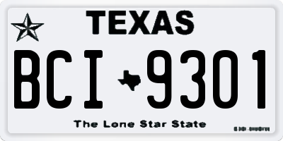 TX license plate BCI9301