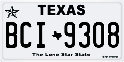 TX license plate BCI9308