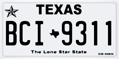 TX license plate BCI9311