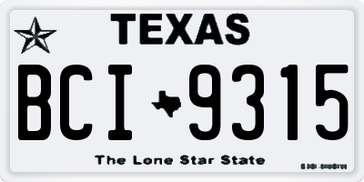 TX license plate BCI9315