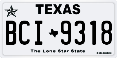 TX license plate BCI9318