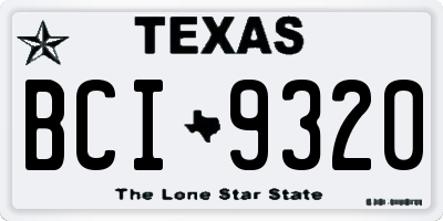 TX license plate BCI9320