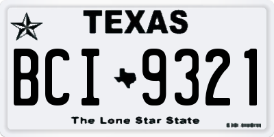 TX license plate BCI9321