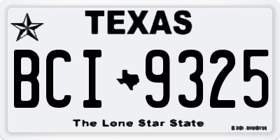 TX license plate BCI9325