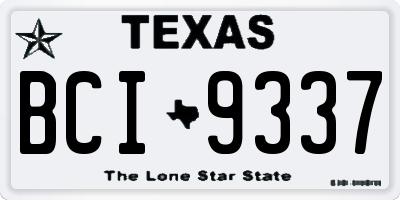 TX license plate BCI9337