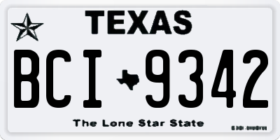 TX license plate BCI9342