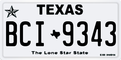 TX license plate BCI9343