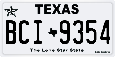 TX license plate BCI9354