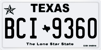 TX license plate BCI9360