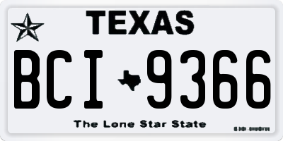 TX license plate BCI9366