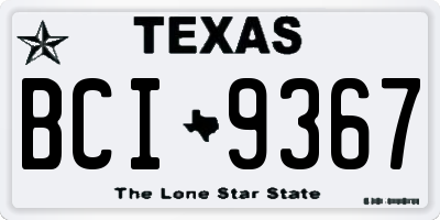 TX license plate BCI9367