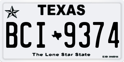 TX license plate BCI9374
