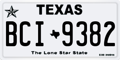 TX license plate BCI9382