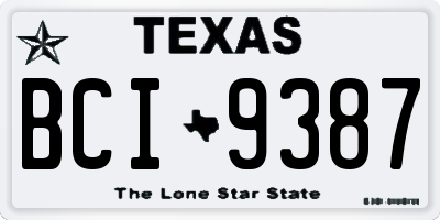 TX license plate BCI9387