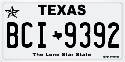 TX license plate BCI9392