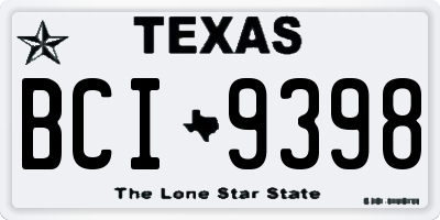 TX license plate BCI9398
