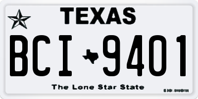 TX license plate BCI9401