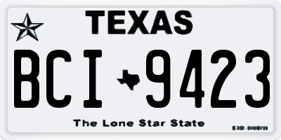 TX license plate BCI9423