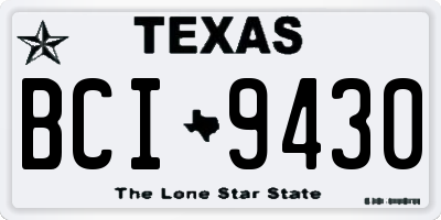 TX license plate BCI9430