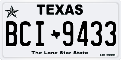 TX license plate BCI9433