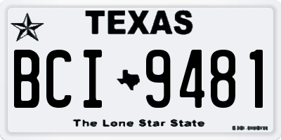 TX license plate BCI9481