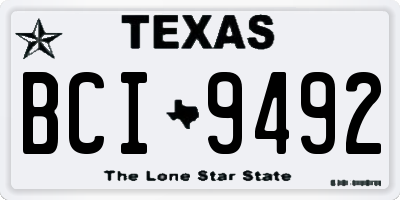 TX license plate BCI9492