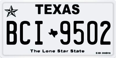 TX license plate BCI9502