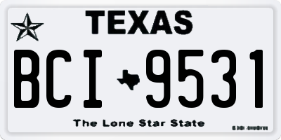 TX license plate BCI9531