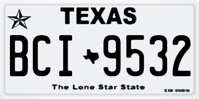 TX license plate BCI9532