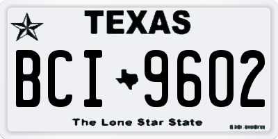 TX license plate BCI9602
