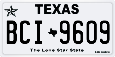 TX license plate BCI9609
