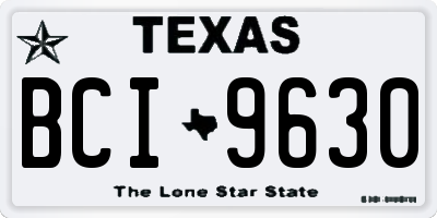 TX license plate BCI9630