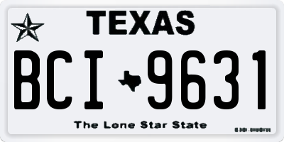 TX license plate BCI9631