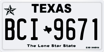TX license plate BCI9671