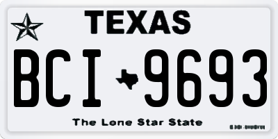 TX license plate BCI9693