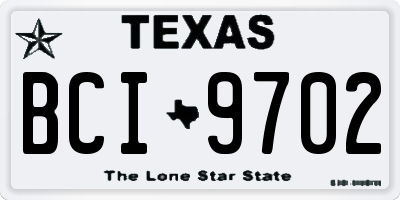 TX license plate BCI9702