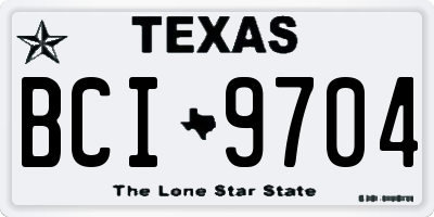 TX license plate BCI9704