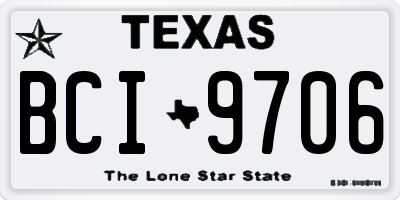 TX license plate BCI9706