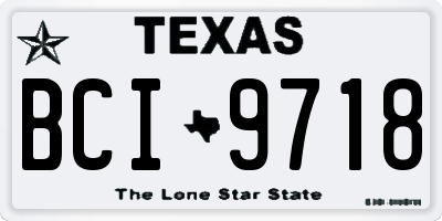 TX license plate BCI9718