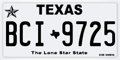 TX license plate BCI9725