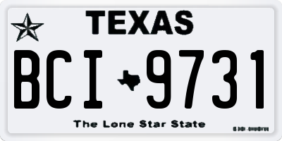 TX license plate BCI9731