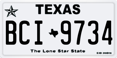 TX license plate BCI9734