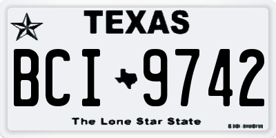 TX license plate BCI9742