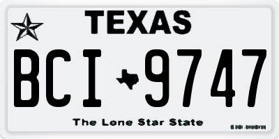 TX license plate BCI9747