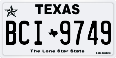 TX license plate BCI9749
