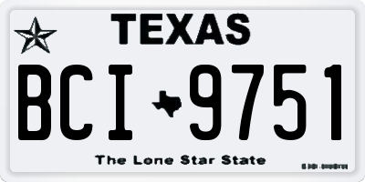 TX license plate BCI9751