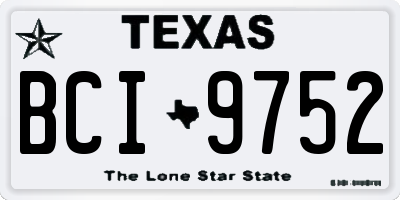 TX license plate BCI9752
