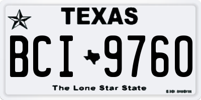 TX license plate BCI9760